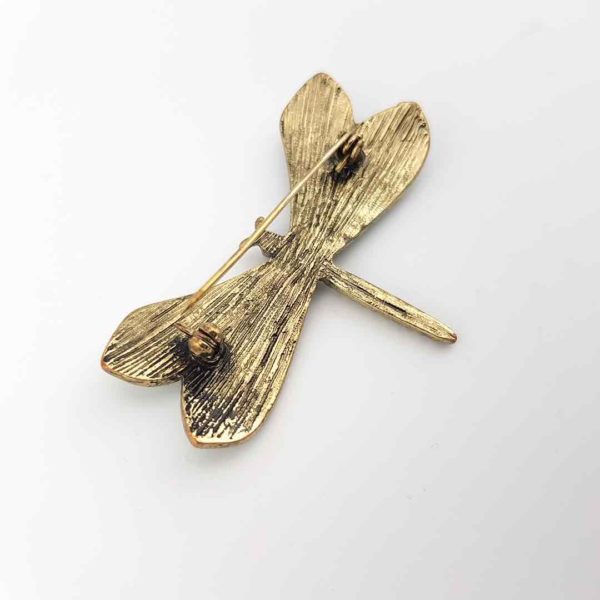 Dos de la broche libellule vintage avec attache sécurisée