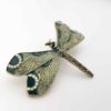 Broche libellule vintage en émail vert avec perles vue de face